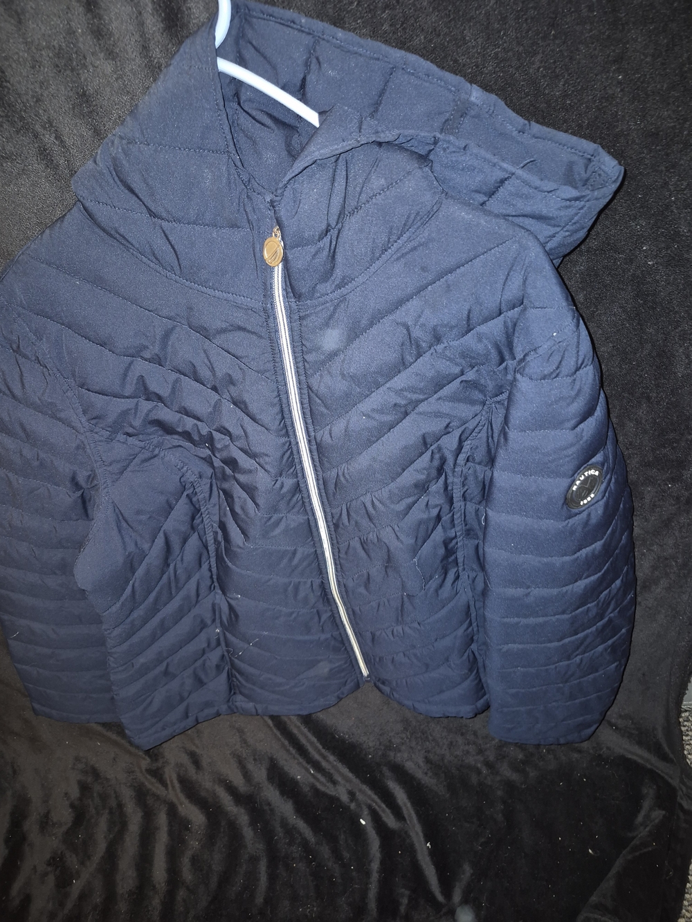 Nautica Navy Quilted Hooded Puffer Jacket